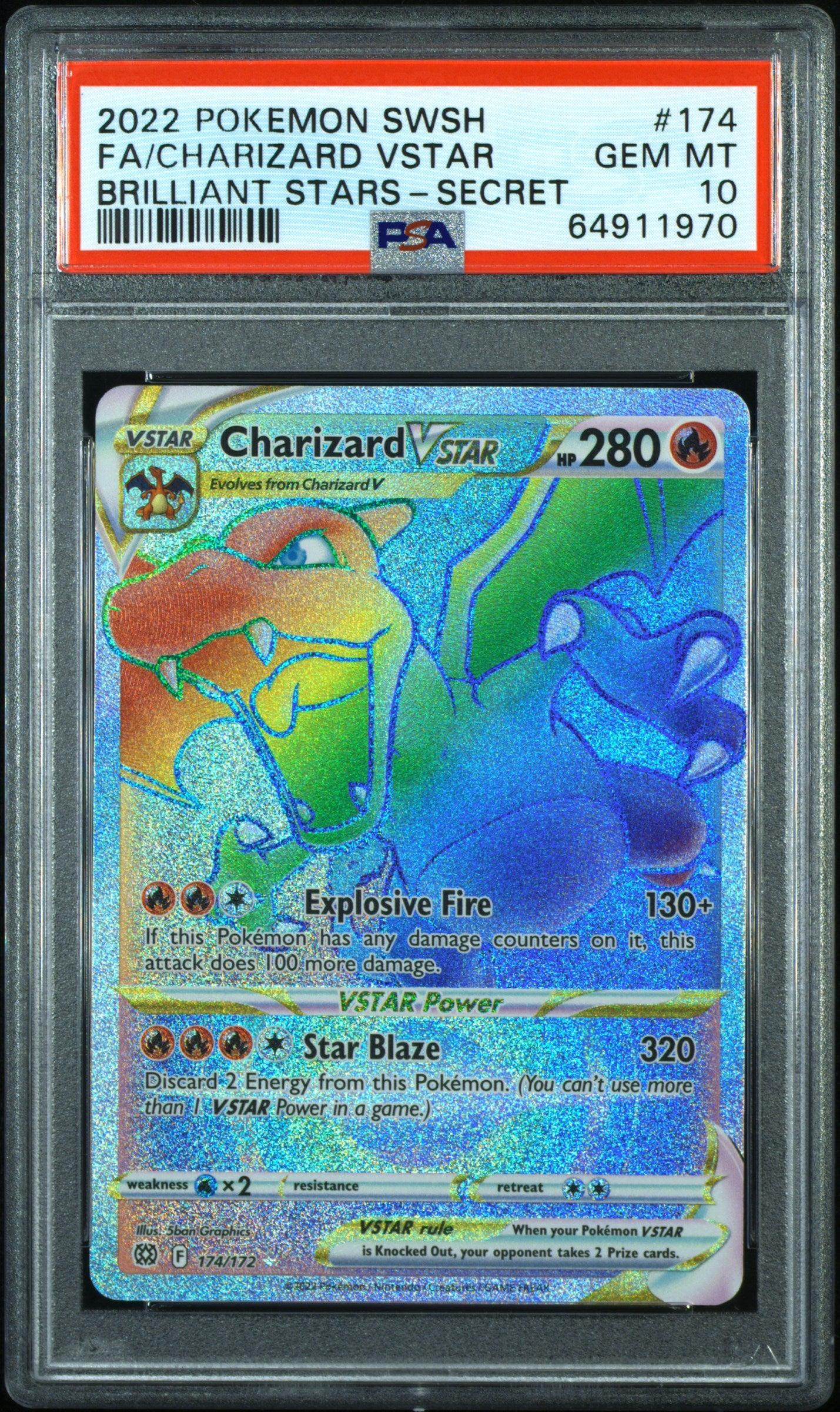 PSA 10 - Brilliant Stars Secret - Charizard VSTAR #174