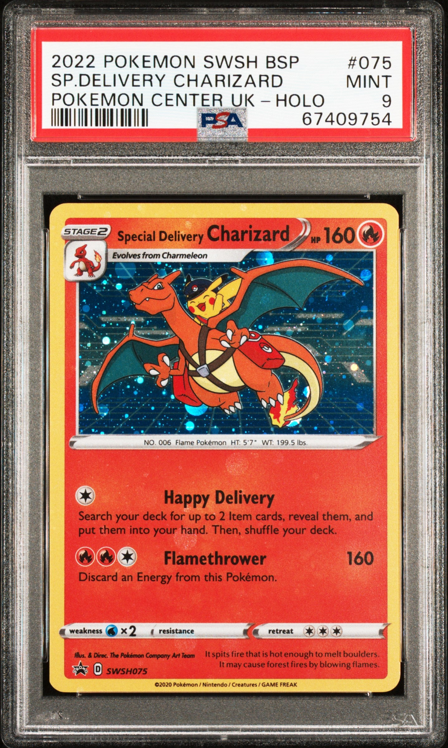 PSA 9 - Pokemon Center UK - SP. Delivery Charizard #075