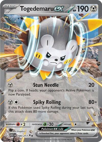 Togedemaru ex ME: Ascended Heroes (149/217) (Double Rare)