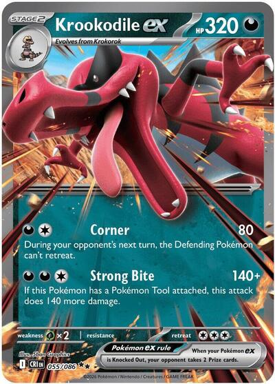 Krookodile ex ME04: Chaos Rising (055/086) (Double Rare)
