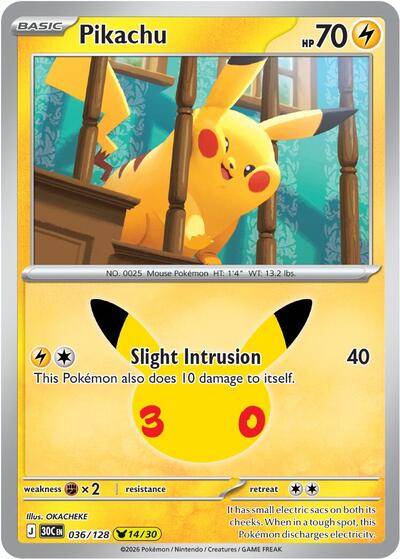 Pikachu ME: 30th Celebration (036/128) (Pikachu Rare)