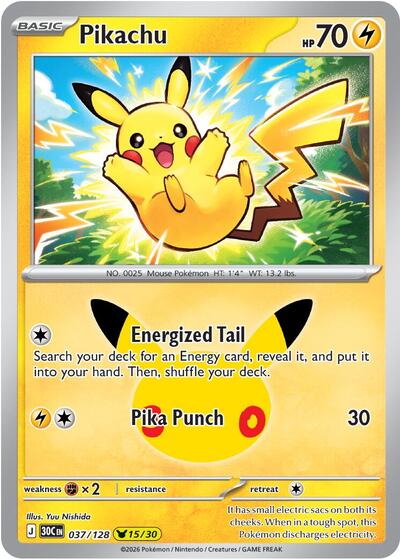 Pikachu ME: 30th Celebration (037/128) (Pikachu Rare)