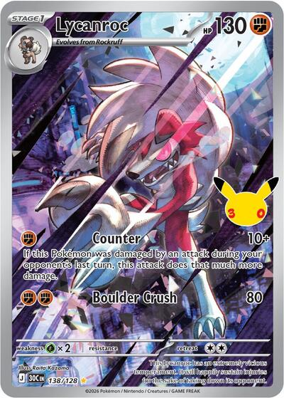 Lycanroc ME: 30th Celebration (138/128) (Illustration Rare)