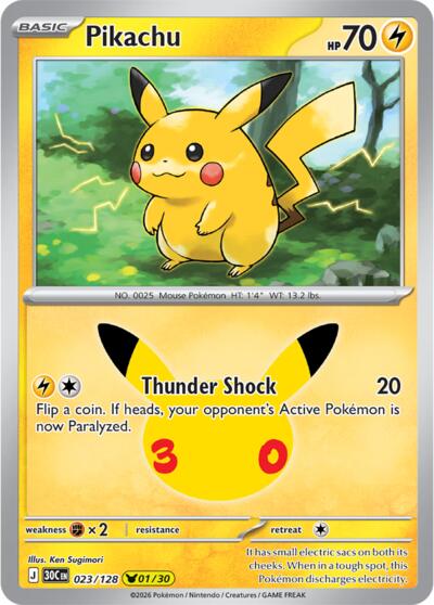 Pikachu ME: 30th Celebration (023/128) (Pikachu Rare)