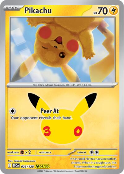Pikachu ME: 30th Celebration (026/128) (Pikachu Rare)
