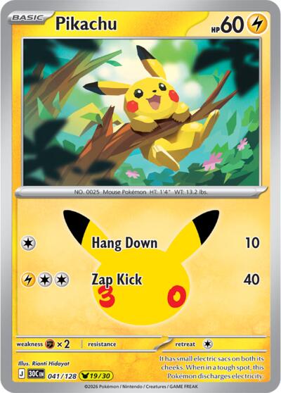 Pikachu ME: 30th Celebration (041/128) (Pikachu Rare)