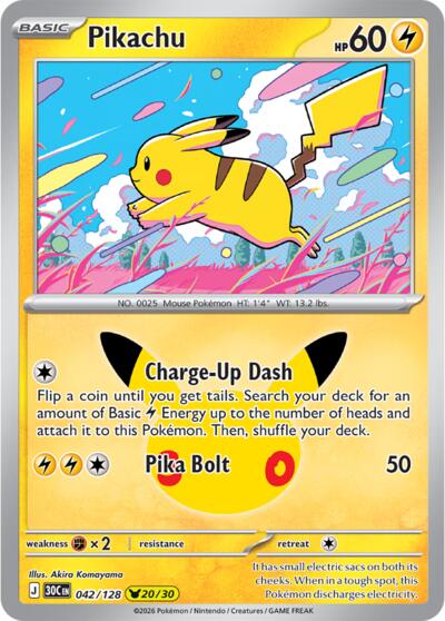 Pikachu ME: 30th Celebration (042/128) (Pikachu Rare)