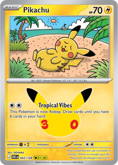 Pikachu ME: 30th Celebration (043/128) (Pikachu Rare)