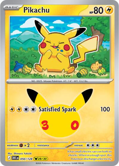 Pikachu ME: 30th Celebration (050/128) (Pikachu Rare)