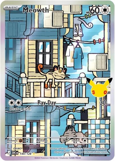 Meowth ME: 30th Celebration (144/128) (Illustration Rare)