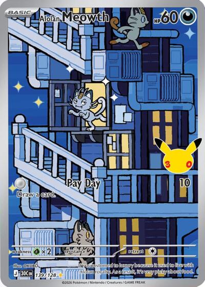 Alolan Meowth ME: 30th Celebration (139/128) (Illustration Rare)