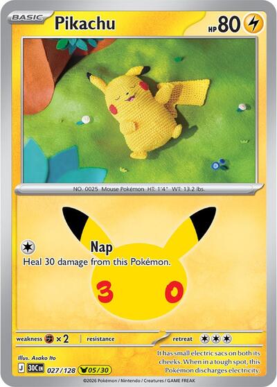 Pikachu ME: 30th Celebration (027/128) (Pikachu Rare)