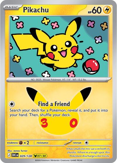 Pikachu ME: 30th Celebration (029/128) (Pikachu Rare)