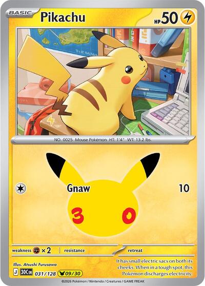 Pikachu ME: 30th Celebration (031/128) (Pikachu Rare)
