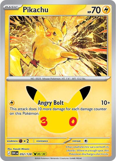 Pikachu ME: 30th Celebration (052/128) (Pikachu Rare)