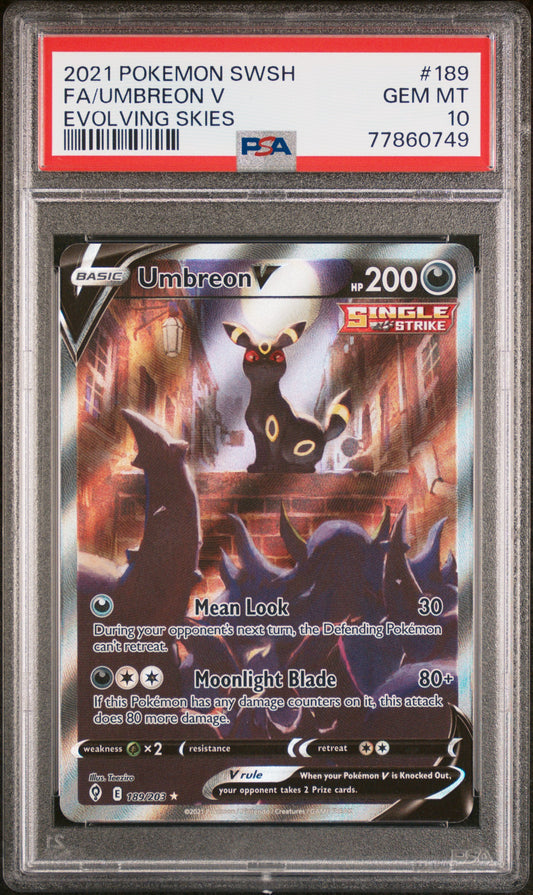 PSA 10 - Evolving Skies - Umbreon V #189