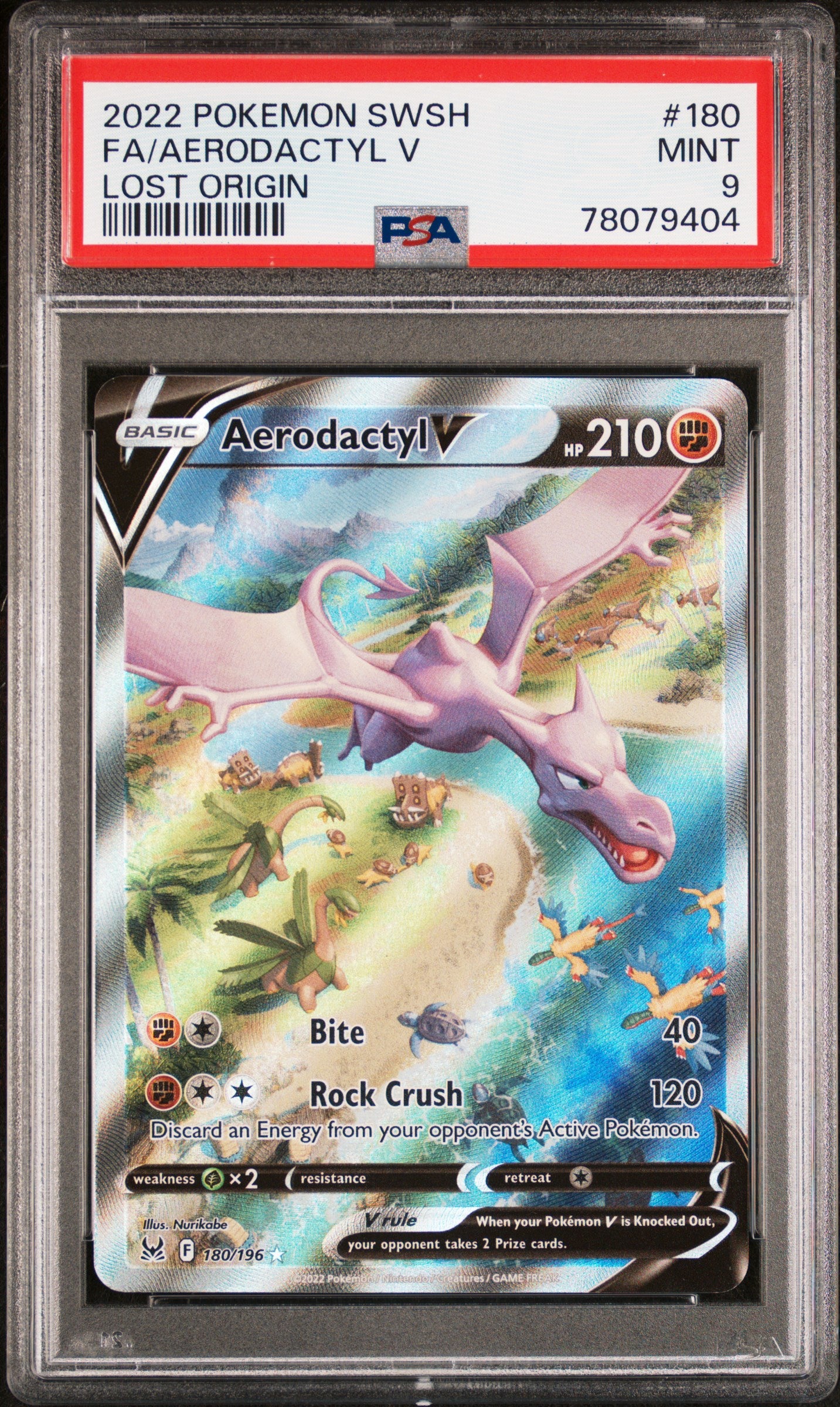PSA 9 - Lost Origin - Aerodactyl V #180