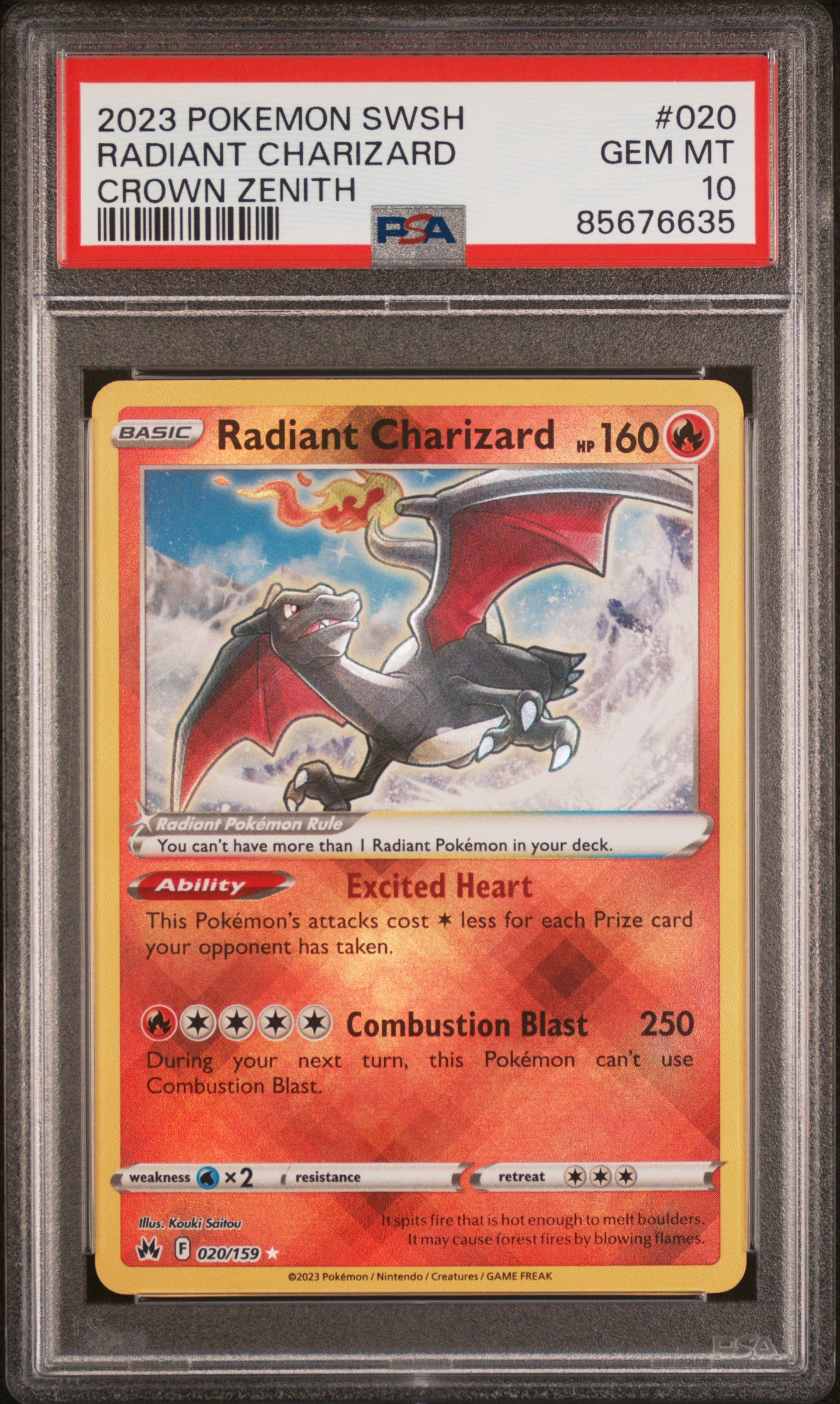 PSA 10 - Crown Zenith - Radiant Charizard #020