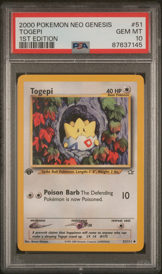 PSA 10 - 1st Edition - Togepi #51