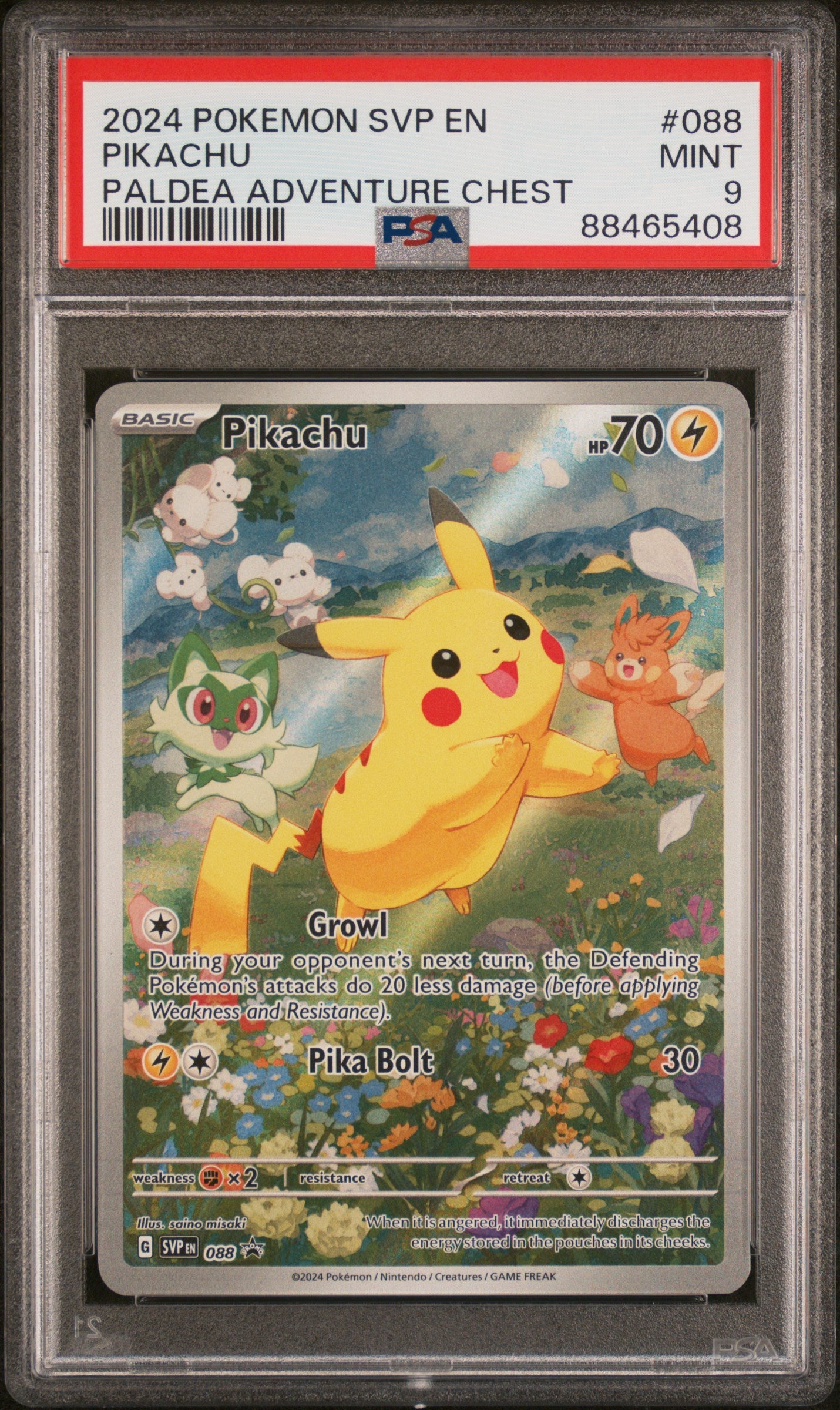 PSA 9 - SVP PALDEA ADVENTURE CHEST - PIKACHU #088