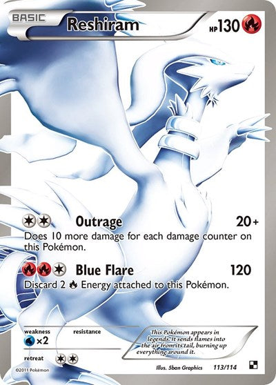 Reshiram (113) (Full Art) Black and White (113/114) (Ultra Rare)