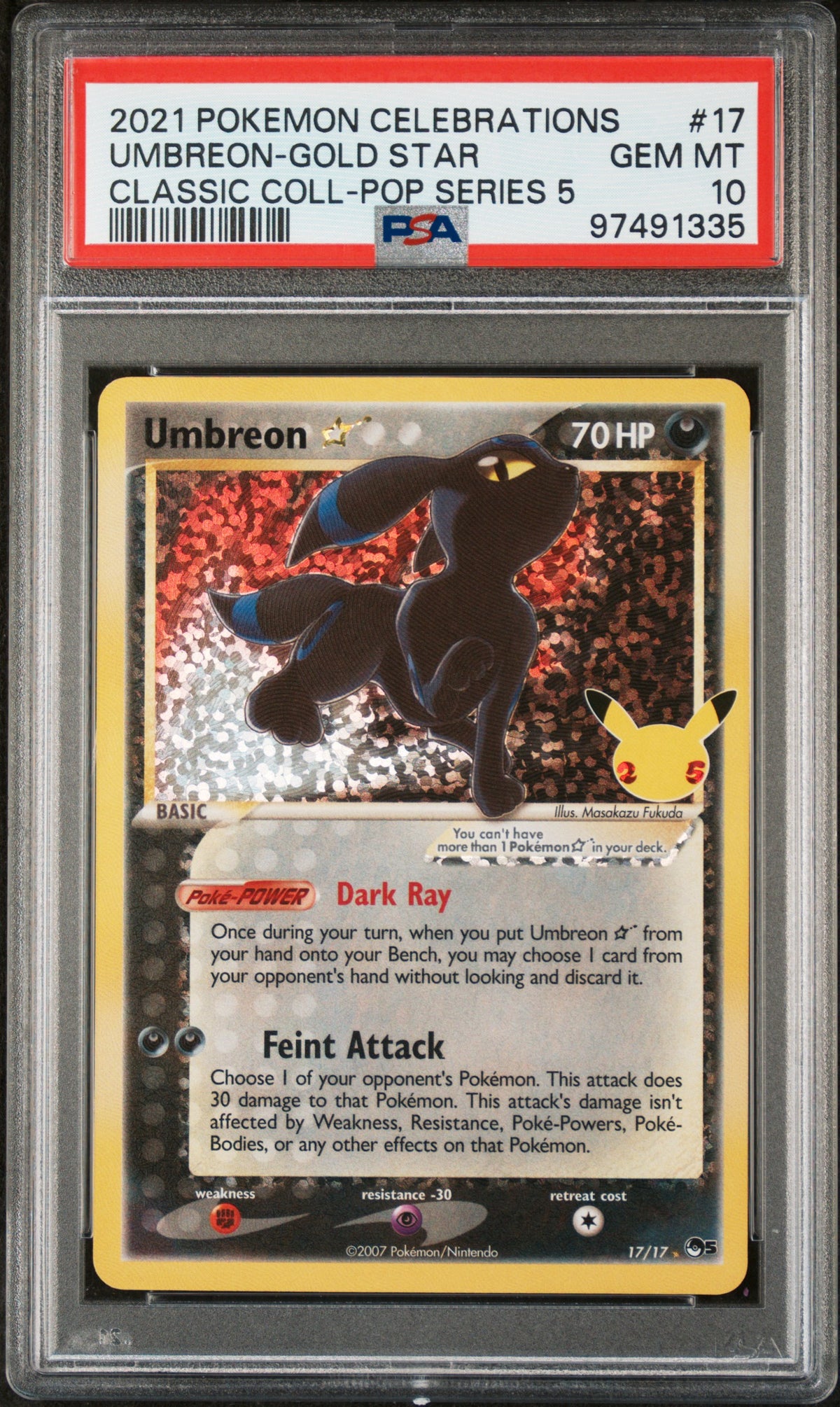 PSA 10 - Classic Coll - Pop Series 5 - Umbreon - Gold Star #17