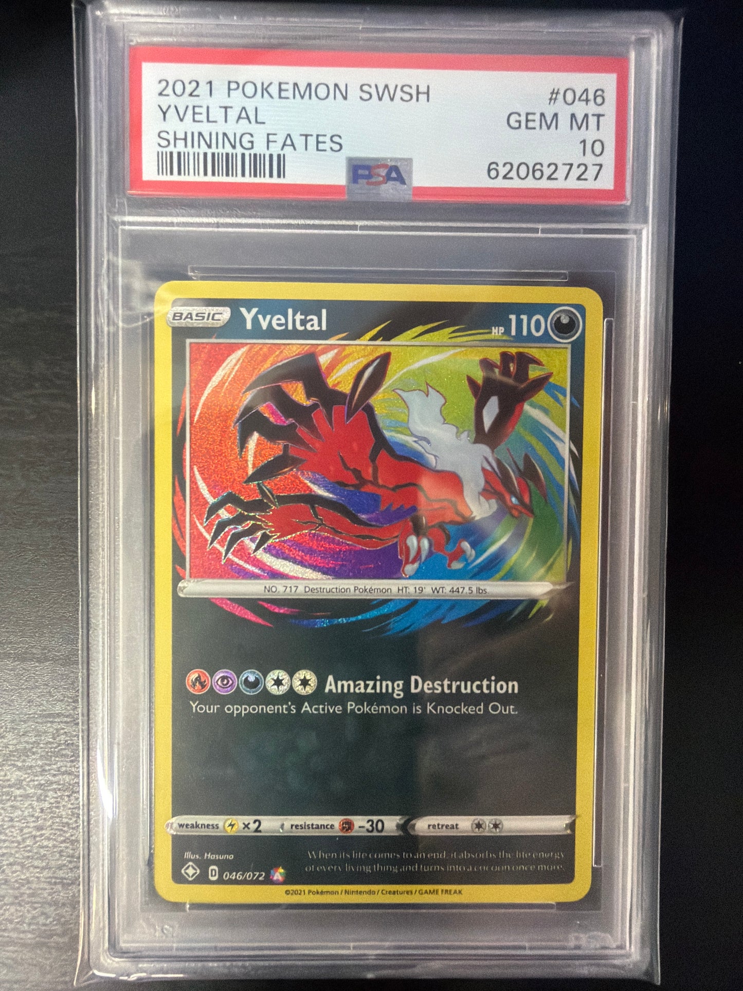 PSA 10 - SHINING FATES - YVELTAL #046