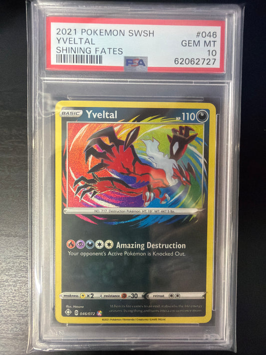 PSA 10 - SHINING FATES - YVELTAL #046