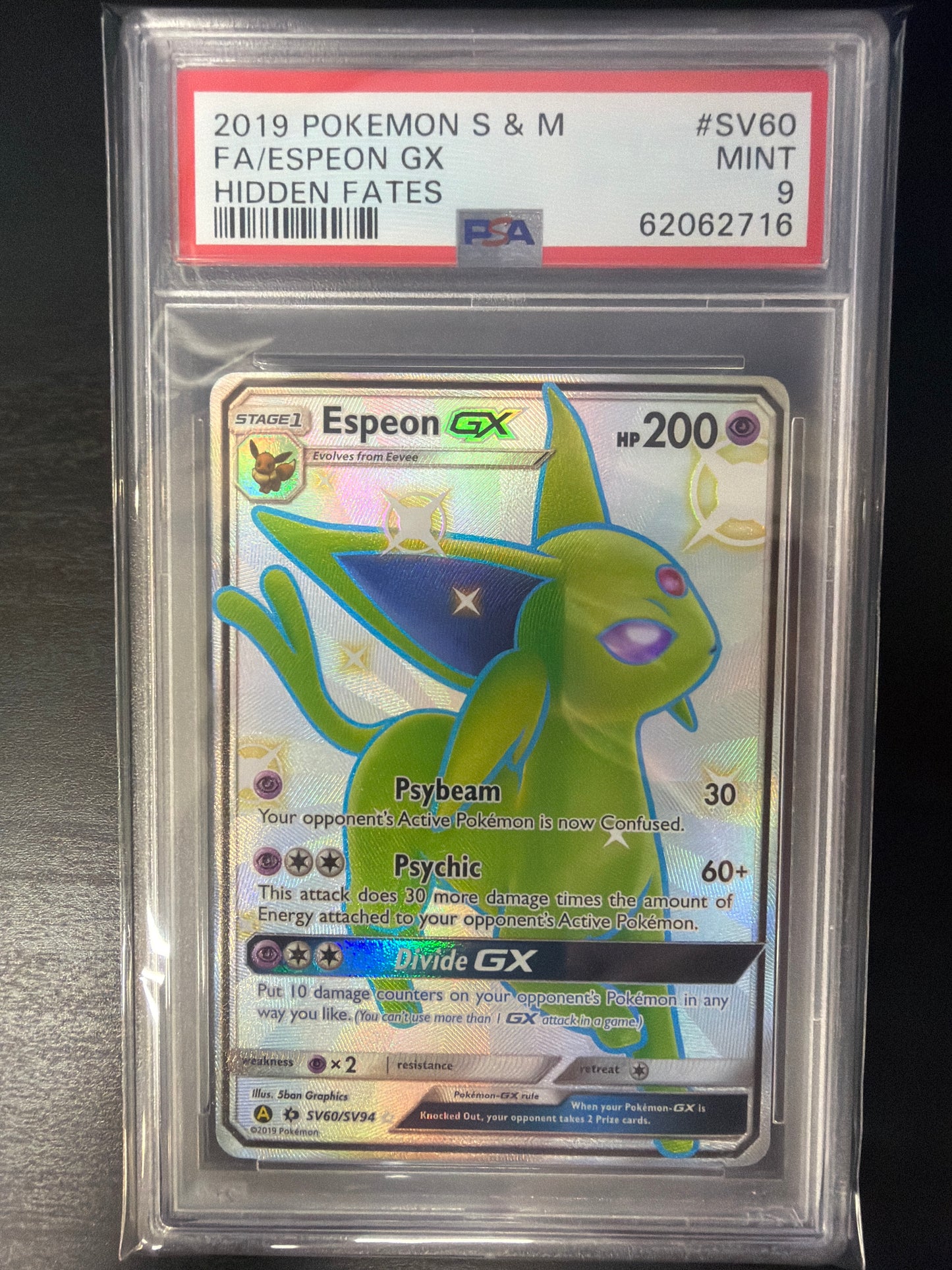 PSA 9 - HIDDEN FATES - ESPEON GX #SV60