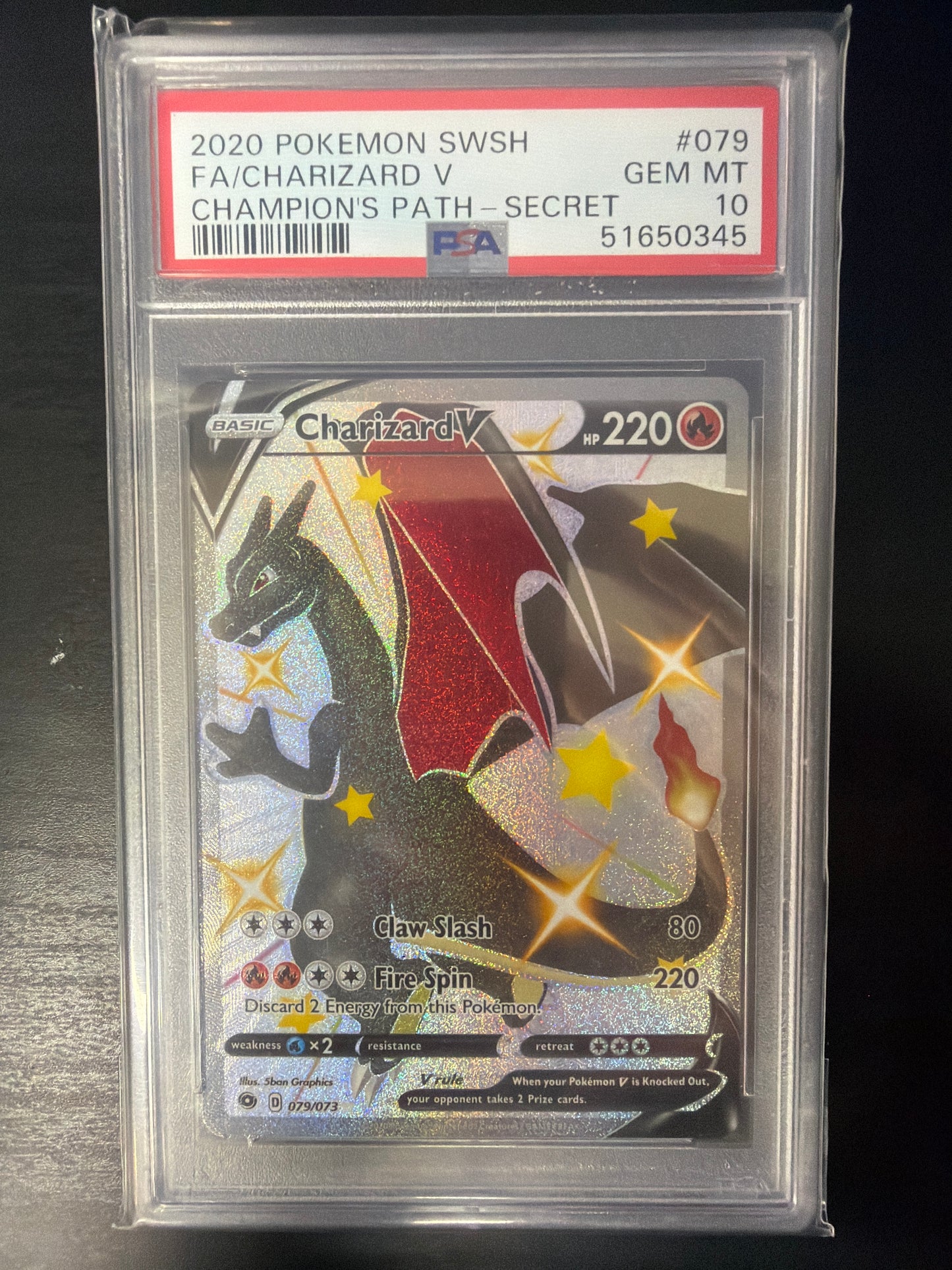 PSA 10 - Champion's Path Secret - Charizard V #079