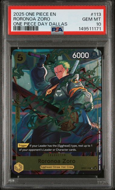 PSA 10 - One Piece Day Dallas - Roronoa Zoro #113