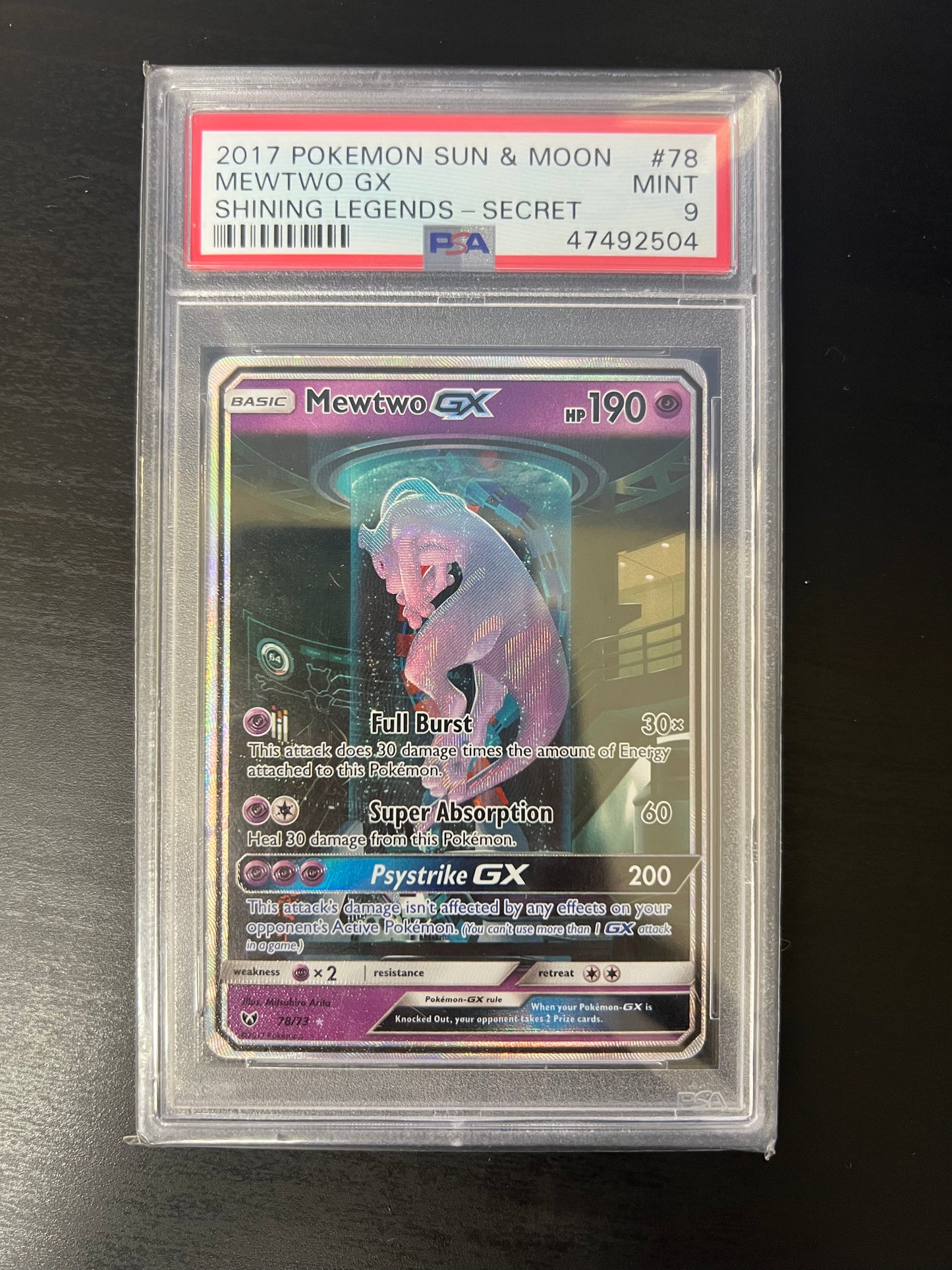 PSA 9 - Shining Legends - Secret - Mewtwo GX #78