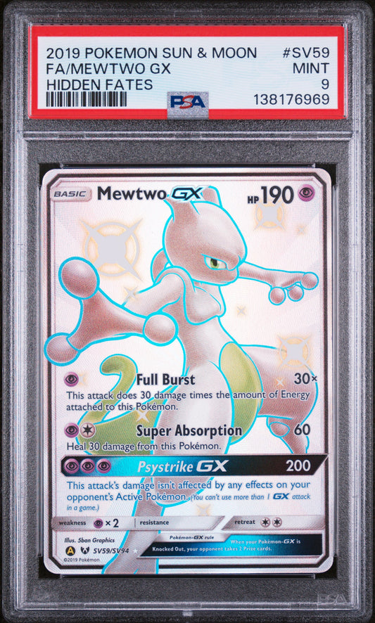 PSA 9 -HIDDEN FATES - Mewtwo GX #SV59
