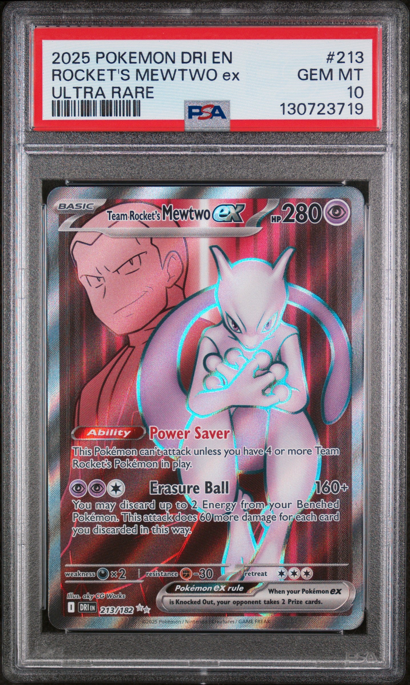 PSA 10 - Destined Rivals - Rocket's MewTwo Ex (Ultra Rare) #213