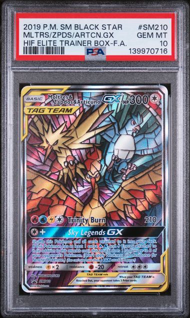 PSA 10 - 2019 POKEMON SM BLACK STAR PROMO - MLTRS/ZPDS/ARTCN #SM210