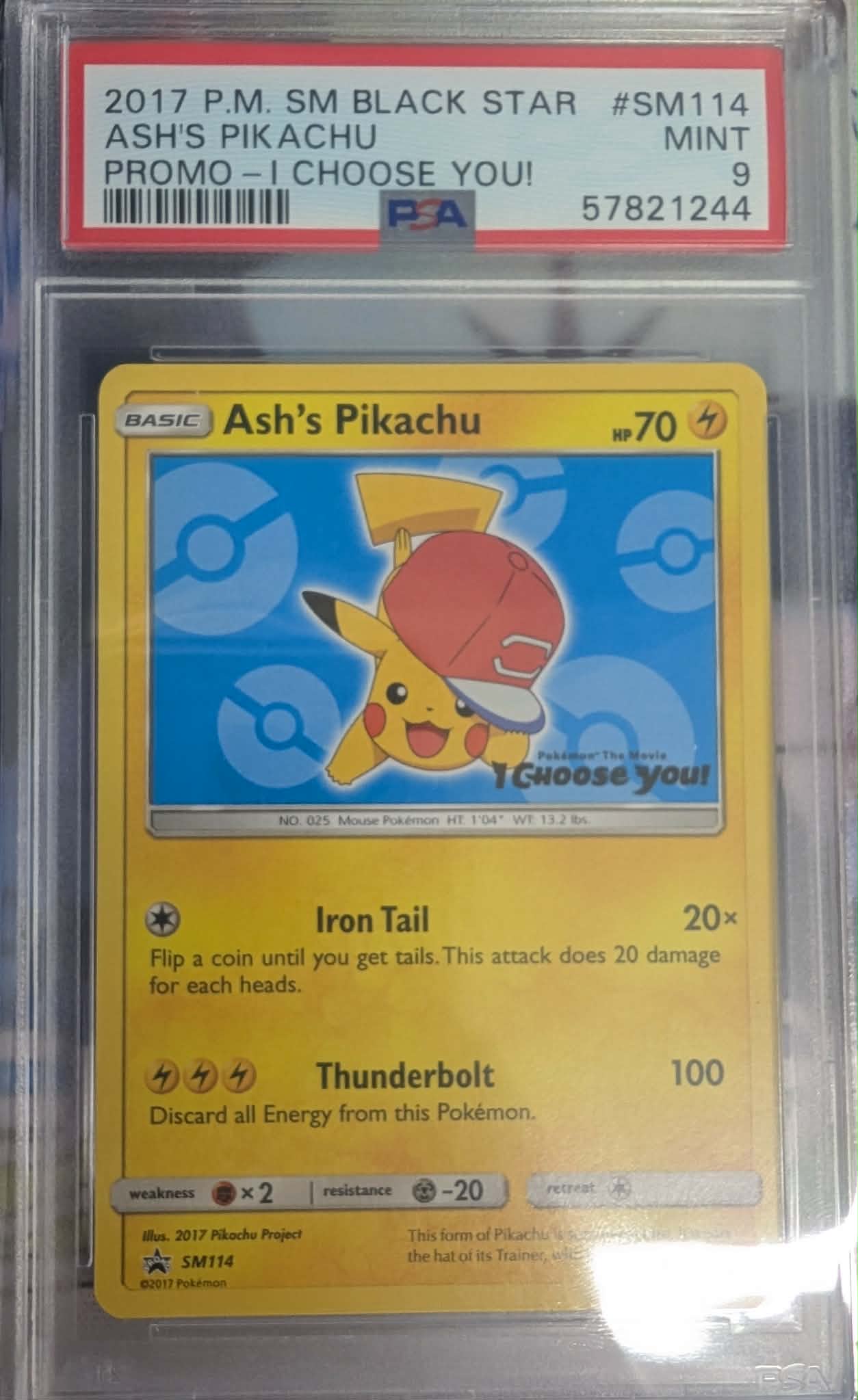 PSA 9 - Promo - I Choose You! - Ash's Pikachu #SM114