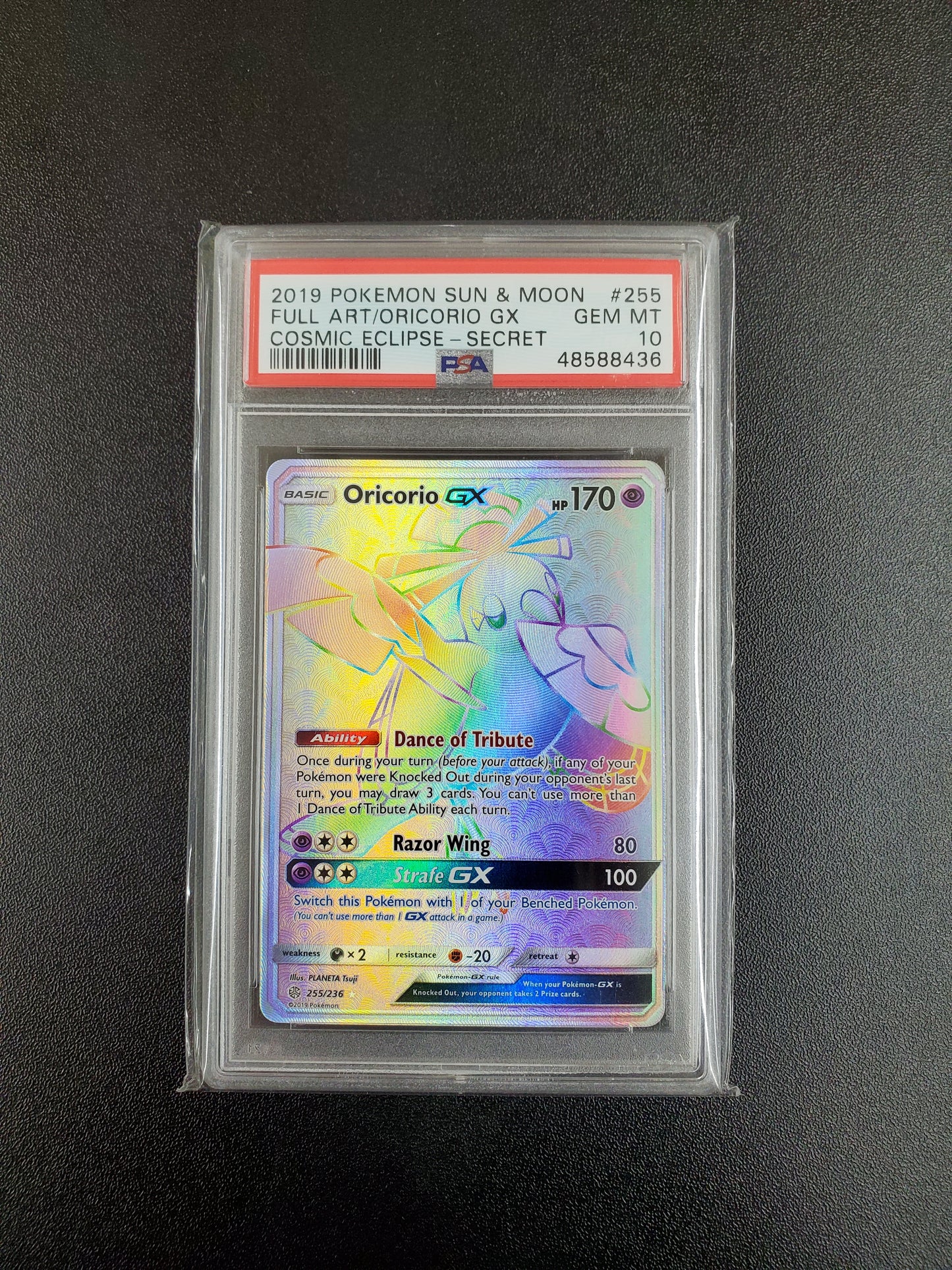 PSA 10 - Cosmic Eclipse Secret - Full Art/Oricorio GX #255
