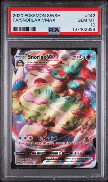 PSA 10 - Sword & Shield - Snorlax VMAX #142